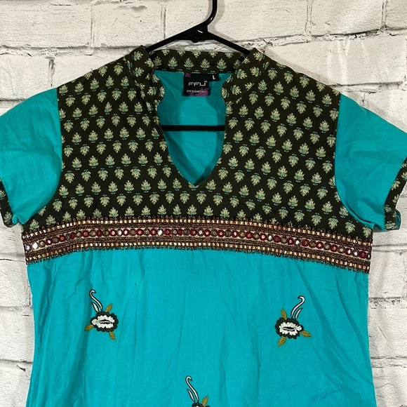 Women’s FFU Indian Kurti short sleeve Large - Picture 2 of 7